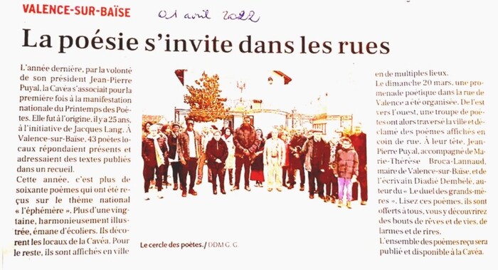 La poésie s'invite à Valence-Sur-Baïse