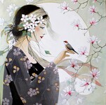 S&eacute;rie printemps, la rencontre  - 80x80 cm -  2026  -  750�